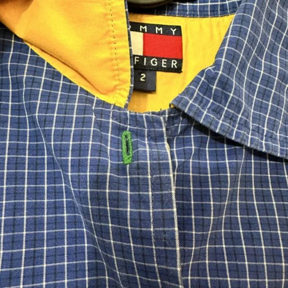 Tommy Hilfiger Button Up Chekered Long Sleeve Shirt Blue Women's Size US 2 - Picture 11 of 15